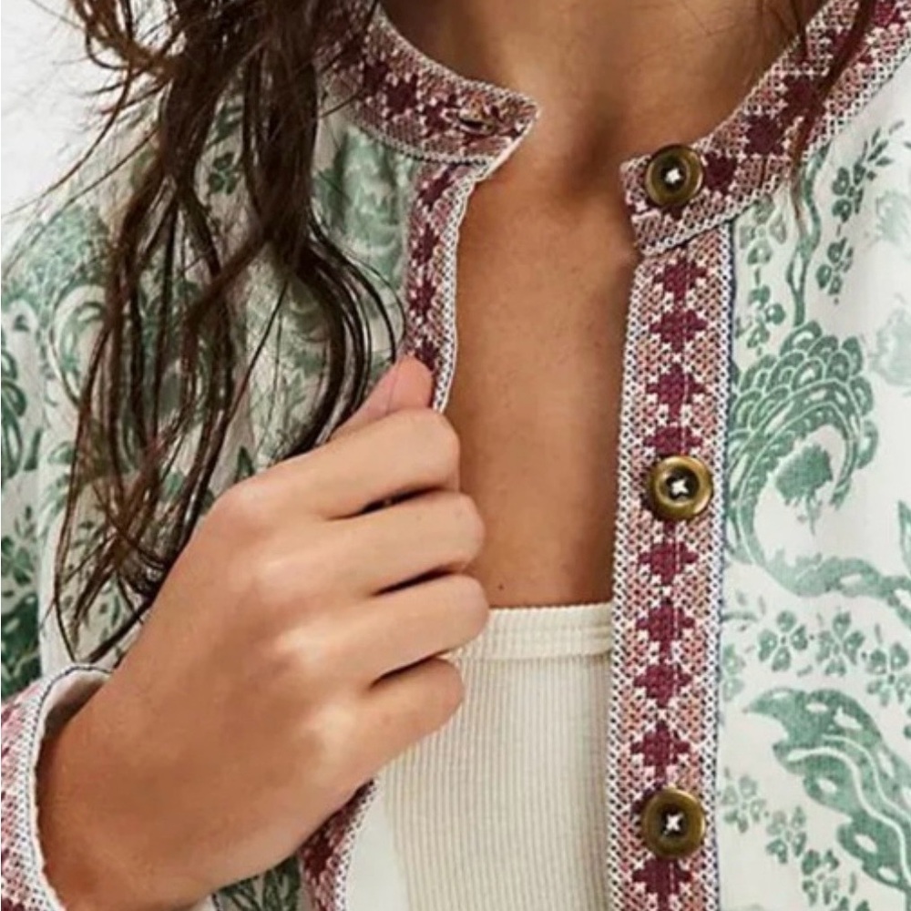 FINAL PRICE REDUCTION NWOT Free People Drifter Jacket Sweatshirt. L. SO CUTE! 🥰 - Picture 3 of 9